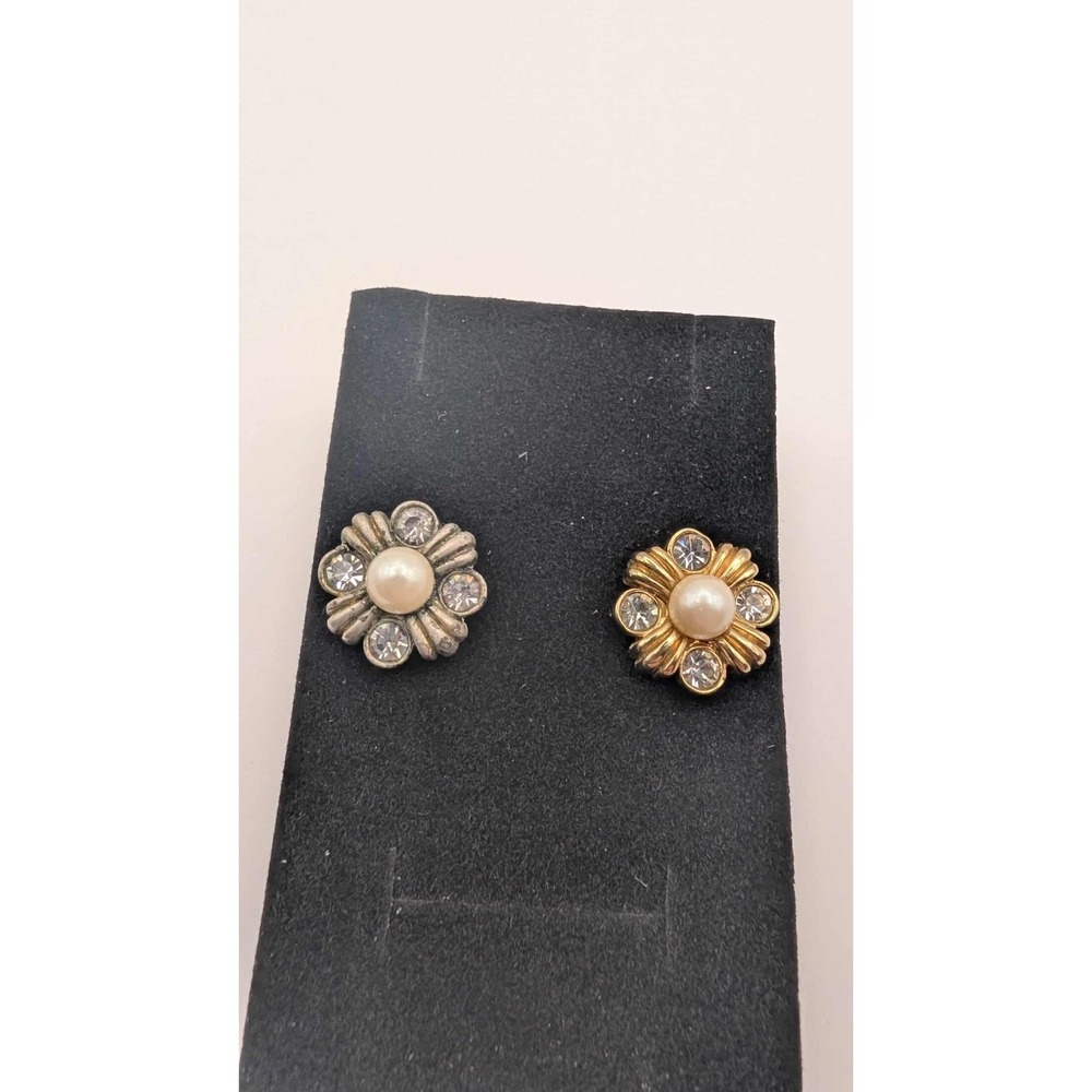 Vintage‎ Avon Rhinestone Gold Toned Clip On Earrings